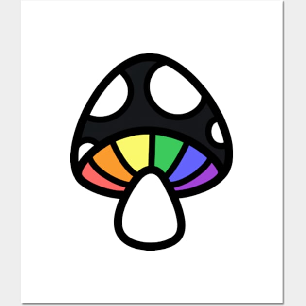 Rainbow Mushroom Discrete Pride Flag Wall Art by JadedOddity